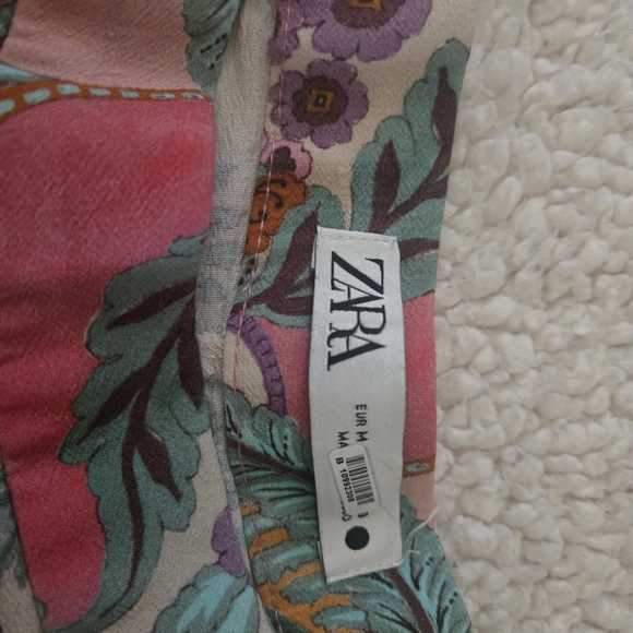 Zara women pink Palazzo printed pants M blogger favorite - Picture 5 of 9